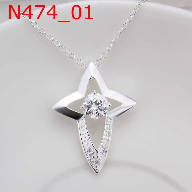 Silver Plated Chain Crystal Necklaces Pendants Men Jewelry 474 2