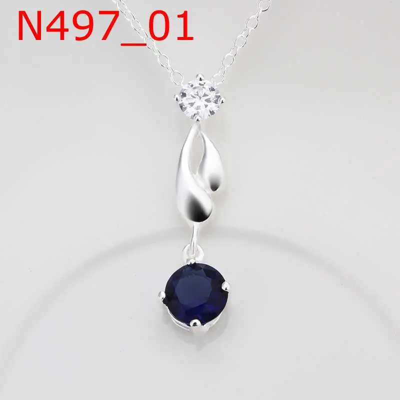 Silver Plated Chain Crystal Necklaces Pendants Men Jewelry 497 2