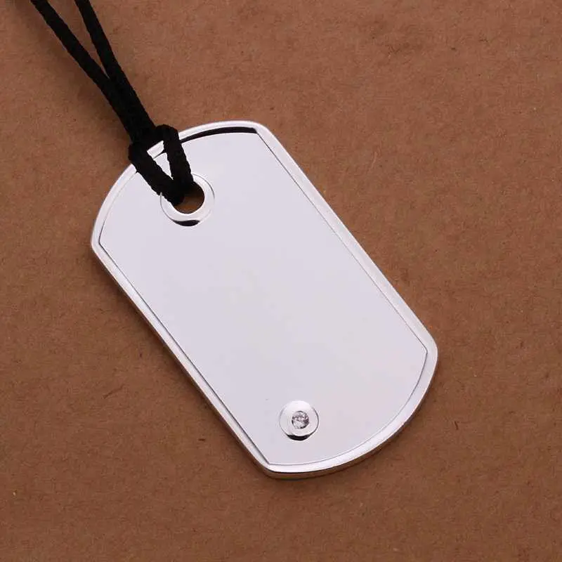 Silver Plated Chain Dog Tag Simple Necklaces Pendants Men Jewelry 296 1