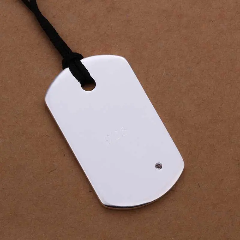 Silver Plated Chain Dog Tag Simple Necklaces Pendants Men Jewelry 296 2