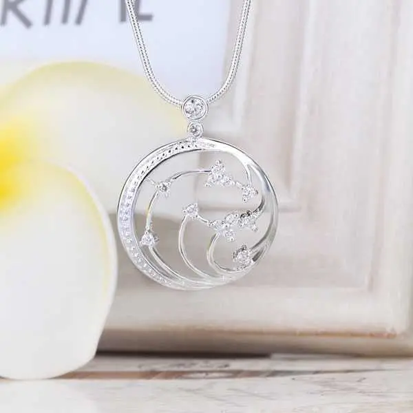 Silver Plated Chain Fireworks Crystal Necklaces Pendants Men Jewelry 437 2