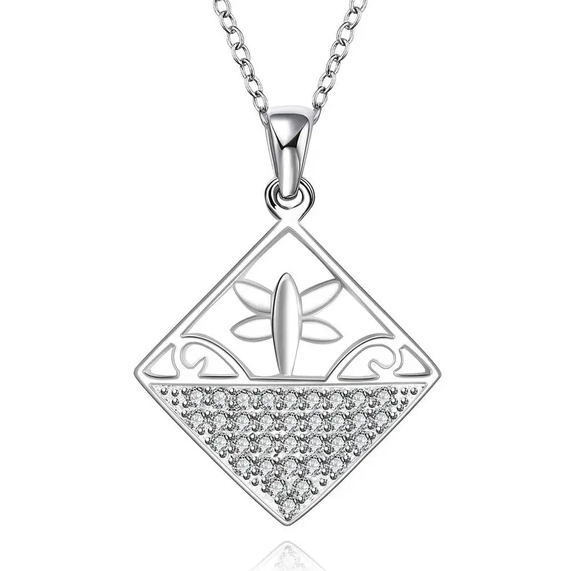 Silver Plated Chain Flower In Square Necklaces Pendants Men Jewelry 542 1