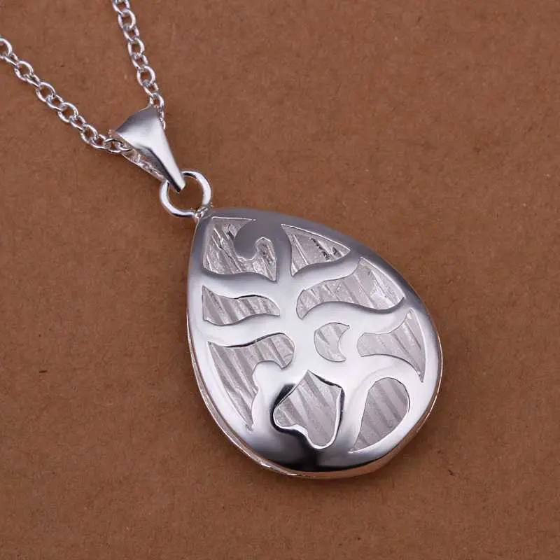 Silver Plated Chain Flower Water Drop Necklaces Pendants Men Jewelry 291 1