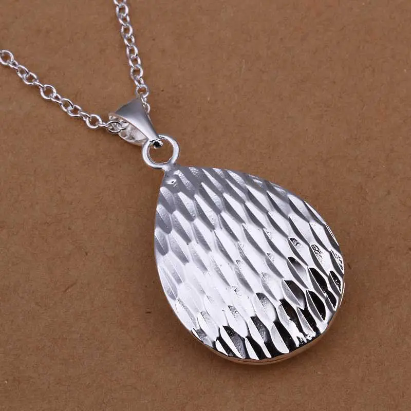 Silver Plated Chain Flower Water Drop Necklaces Pendants Men Jewelry 291 2