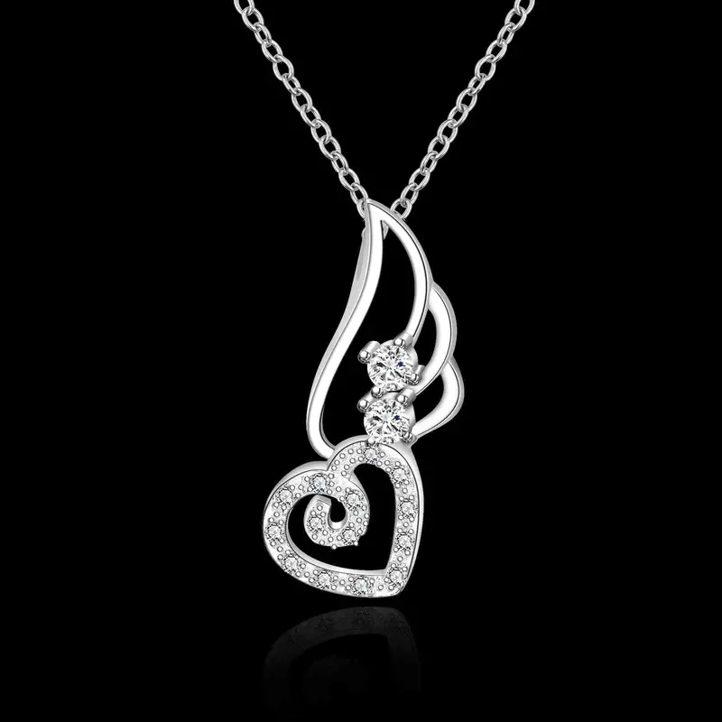 Silver Plated Chain Fly Hearts Id Necklaces Pendants Men Jewelry 622 2