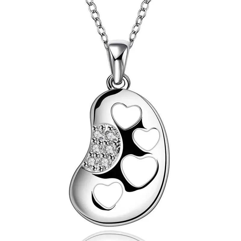 Silver Plated Chain Four Heart In Foot Necklaces Pendants Men Jewelry 672 1