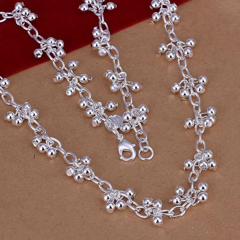 Silver Plated Chain Grapes Light Bead Necklaces Pendants Men Jewelry 156 1