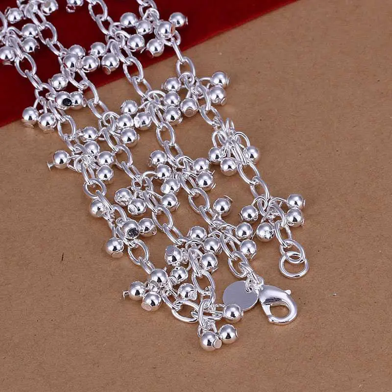 Silver Plated Chain Grapes Light Bead Necklaces Pendants Men Jewelry 156 2