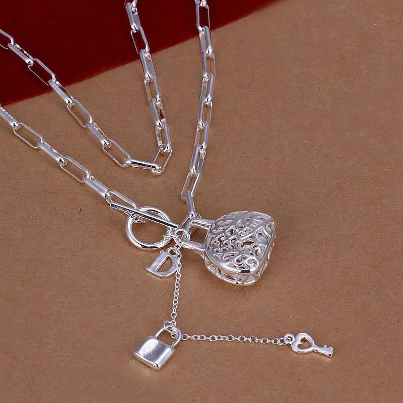 Silver Plated Chain Hanging Bags Checkered Necklaces Pendants Men Jewelry  44 1