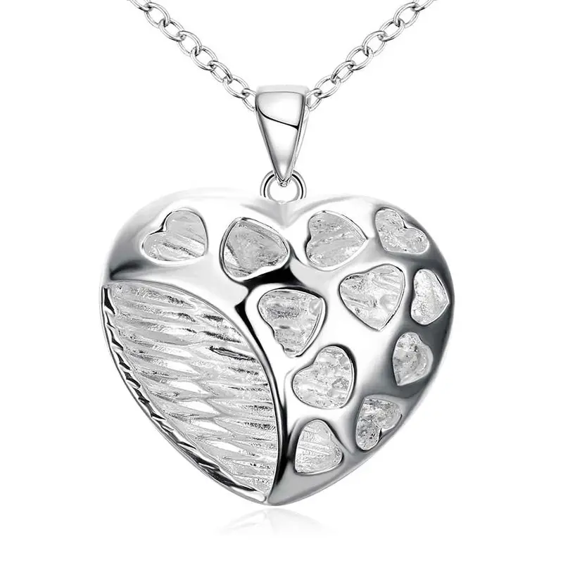 Silver Plated Chain Hollow Multi Hearts Necklaces Pendants Men Jewelry 3 2 1