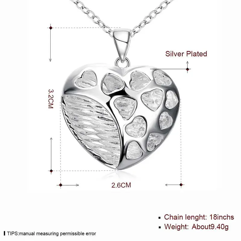 Silver Plated Chain Hollow Multi Hearts Necklaces Pendants Men Jewelry 3 2 2