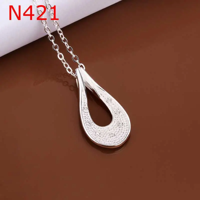 Silver Plated Chain Hollow Waterdrop Necklaces Pendants Men Jewelry 421 1