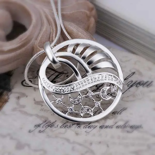 Silver Plated Chain Insets Cricle Necklaces Pendants Men Jewelry 43 1