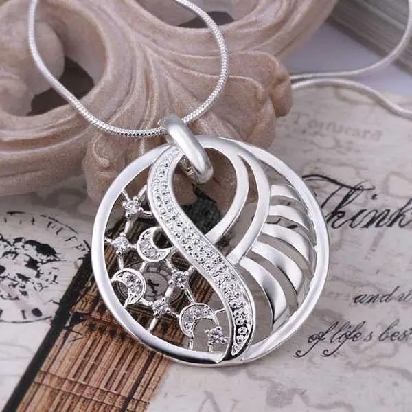 Silver Plated Chain Insets Cricle Necklaces Pendants Men Jewelry 43 2