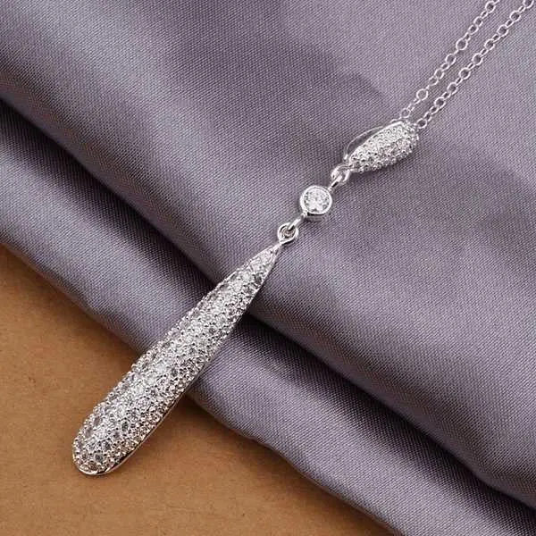 Silver Plated Chain Insets Droplets Column Necklaces Pendants Men Jewelry 358 1