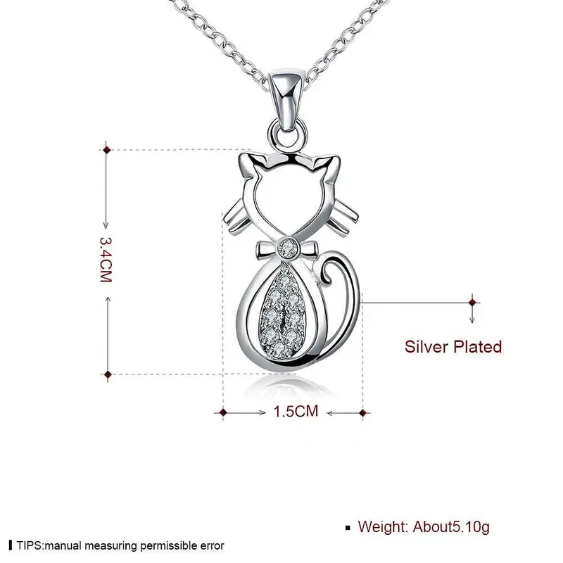 Silver Plated Chain Insets Kitten Necklaces Pendants Men Jewelry 312 2
