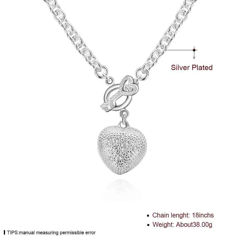 Silver Plated Chain Key To Inset Heart Necklaces Pendants Men Jewelry 22 2