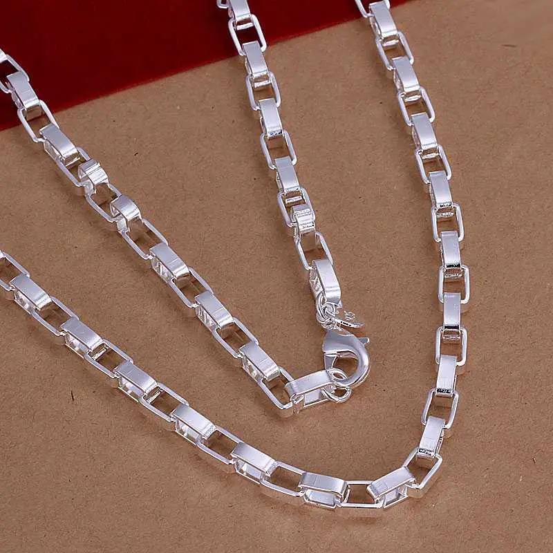 Silver Plated Chain Long Box Necklaces Pendants Men Jewelry 2 1