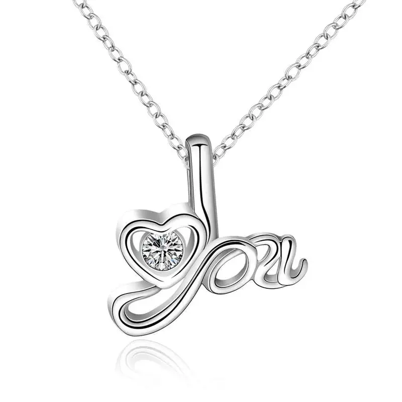 Silver Plated Chain Love For You Necklaces Pendants Men Jewelry 661 1