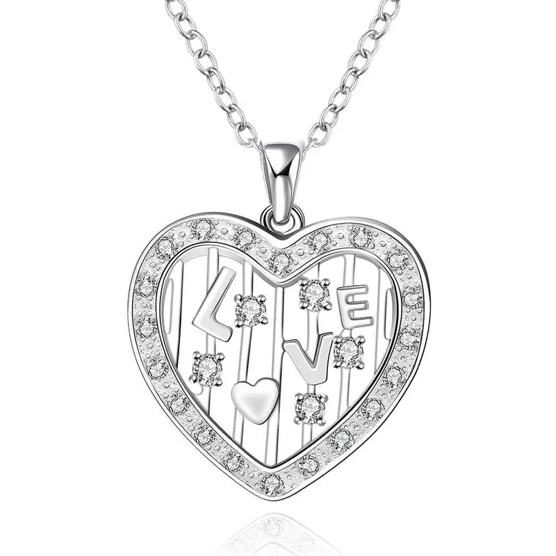 Silver Plated Chain Love Window Heart Necklaces Pendants Men Jewelry 642 1