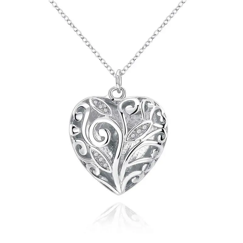 Silver Plated Chain Peach Heart Pendant Necklaces Pendants Men Jewelry 224 1