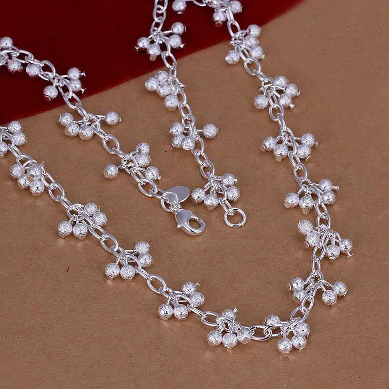 Silver Plated Chain Sand Bead Necklaces Pendants Men Jewelry 198 1