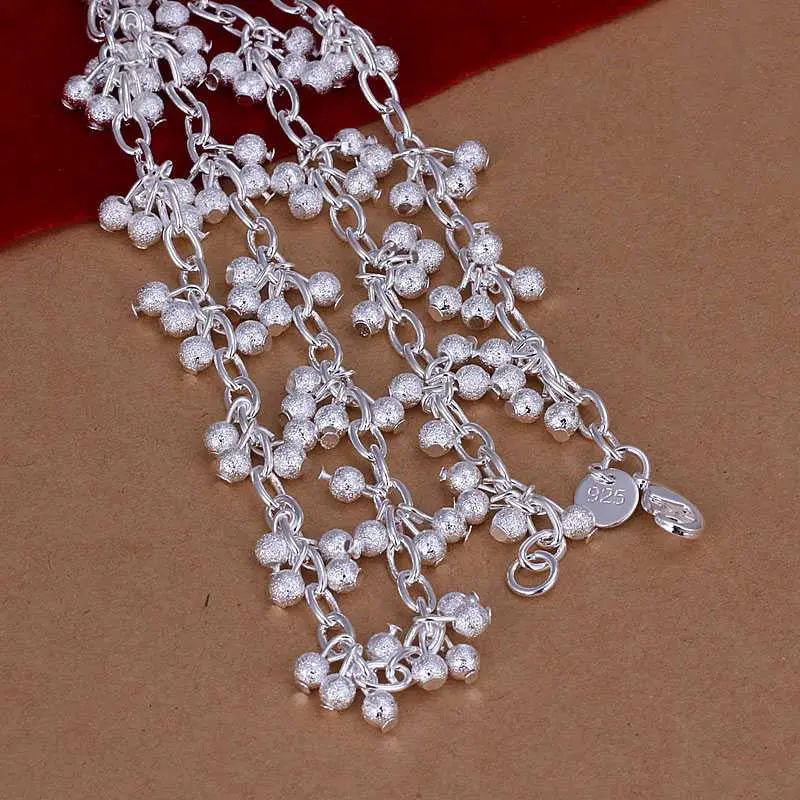 Silver Plated Chain Sand Bead Necklaces Pendants Men Jewelry 198 2