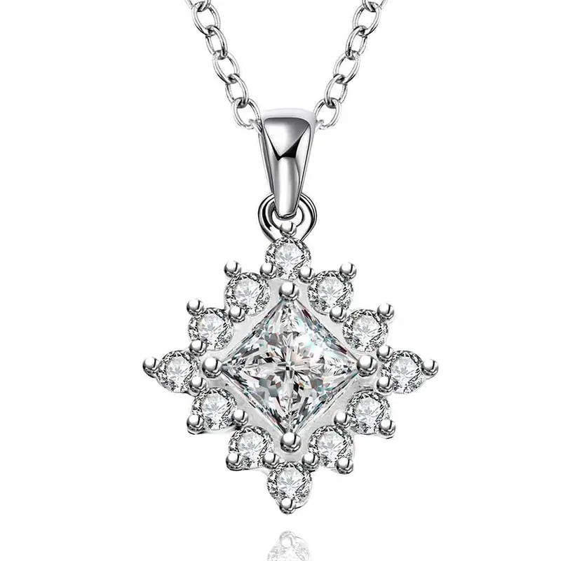 Silver Plated Chain Shine Light Square Necklaces Pendants Men Jewelry 582 1