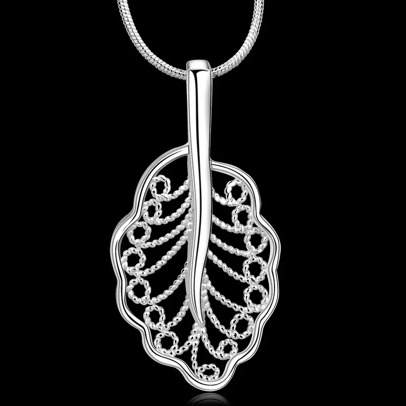 Silver Plated Chain Shuye Leaf Necklaces Pendants Men Jewelry 689 2