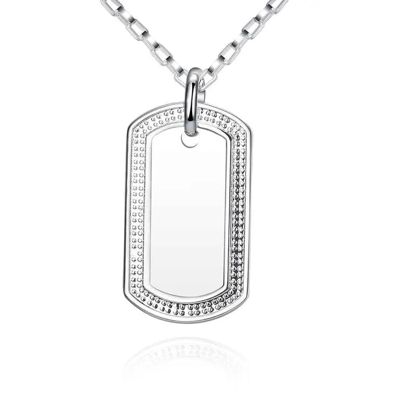 Silver Plated Chain Small Nameplate Pendant Necklaces Pendants Men Jewelry 272 1
