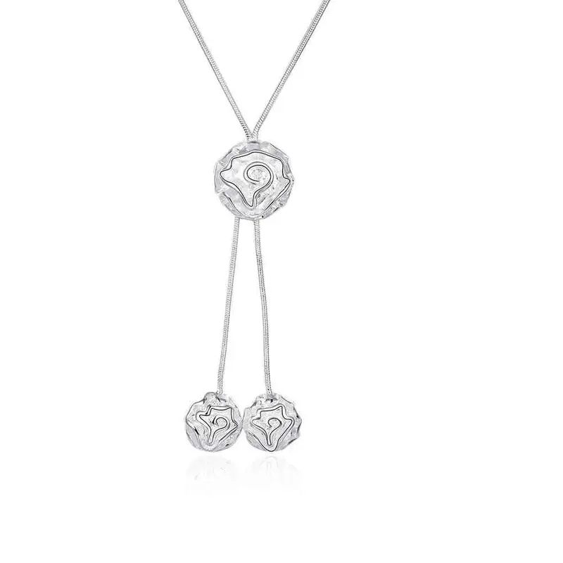 Silver Plated Chain Snake Chain Rose Pendant Necklaces Pendants Men Jewelry  36 1