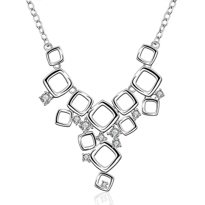 Silver Plated Chain Squares Web All Necklaces Pendants Men Jewelry 669 1