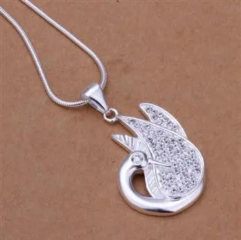 Silver Plated Chain Swan Necklaces Pendants Men Jewelry 279 1