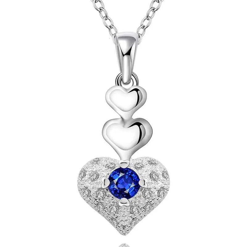Silver Plated Chain Three Heart And Heart Necklaces Pendants Men Jewelry 64 1
