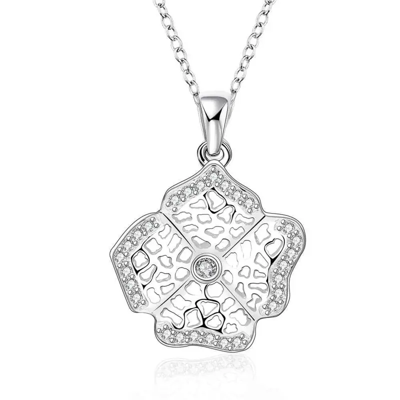 Silver Plated Chain Web Flower Necklaces Pendants Men Jewelry 574 1
