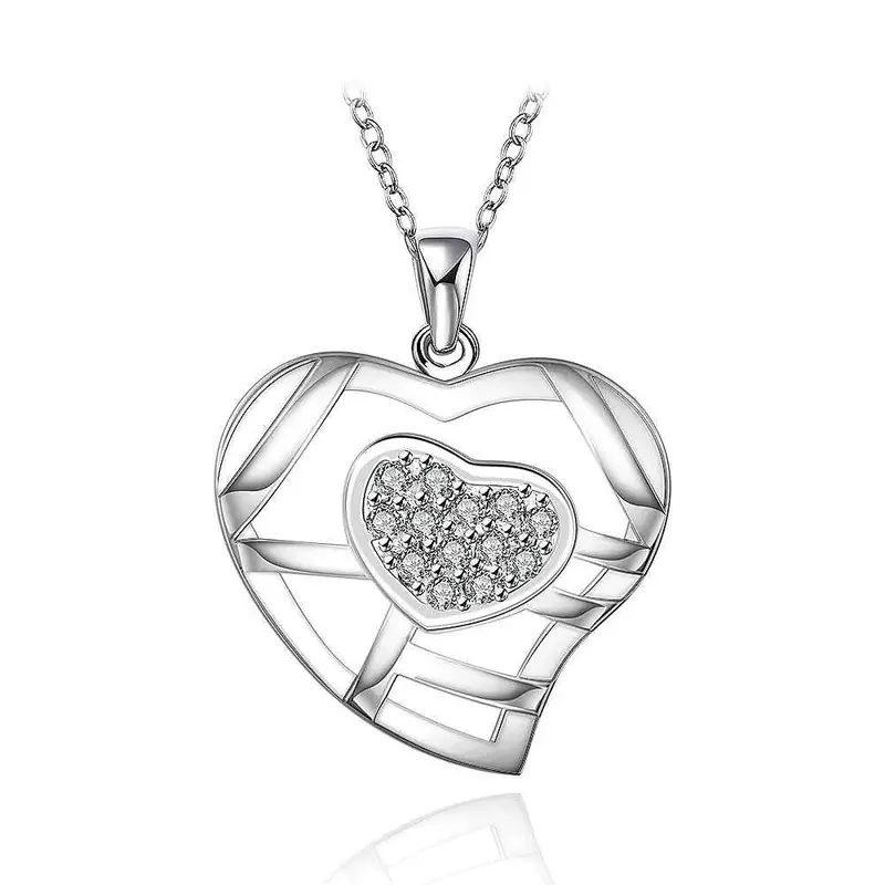 Silver Plated Chain Web Heart In H Necklaces Pendants Men Jewelry 631 1