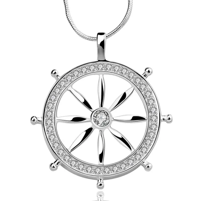 Silver Plated Chain Wheel Necklaces Pendants Men Jewelry 679 1