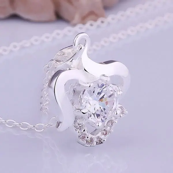 Silver Plated Chain White Stone Apple Necklaces Pendants Men Jewelry 515 1