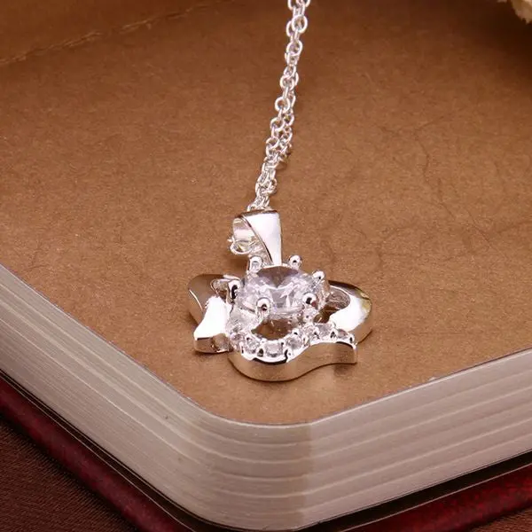 Silver Plated Chain White Stone Apple Necklaces Pendants Men Jewelry 515 2