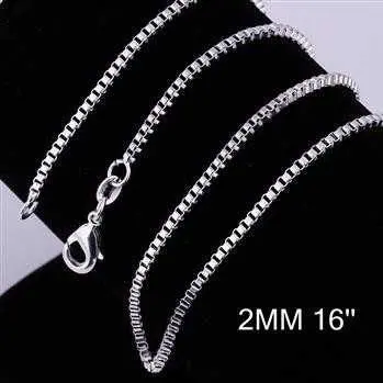 Silver Plated Chains 2M 16-24Inch Box Collier Plastron Smtc  9 1