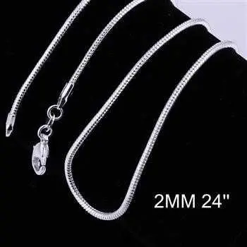Silver Plated Chains 2M 16-24Inch Snake Bijoux Femme 3 10