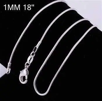 Silver Plated Chains 2M 16-24Inch Snake Bijoux Femme 3 2