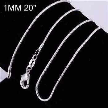 Silver Plated Chains 2M 16-24Inch Snake Bijoux Femme 3 3