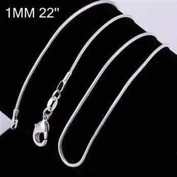 Silver Plated Chains 2M 16-24Inch Snake Bijoux Femme 3 4