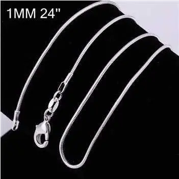 Silver Plated Chains 2M 16-24Inch Snake Bijoux Femme 3 5