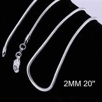 Silver Plated Chains 2M 16-24Inch Snake Bijoux Femme 3 8