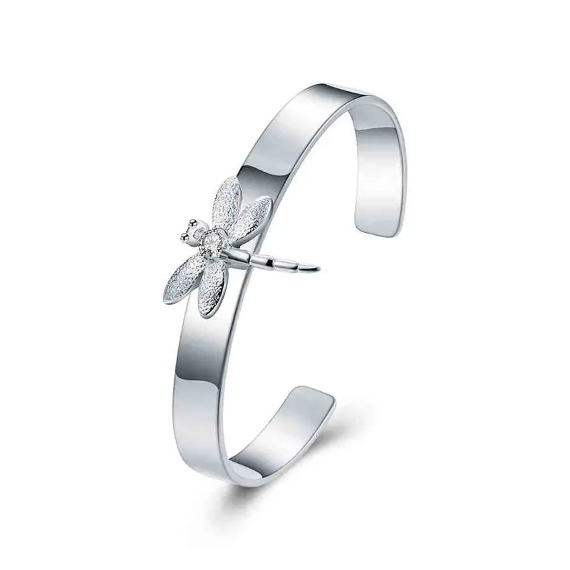 Silver Plated Charms Bangle Inlaid Stone Dragonfly Women Pulseras Floating Charms Smtb 41 1