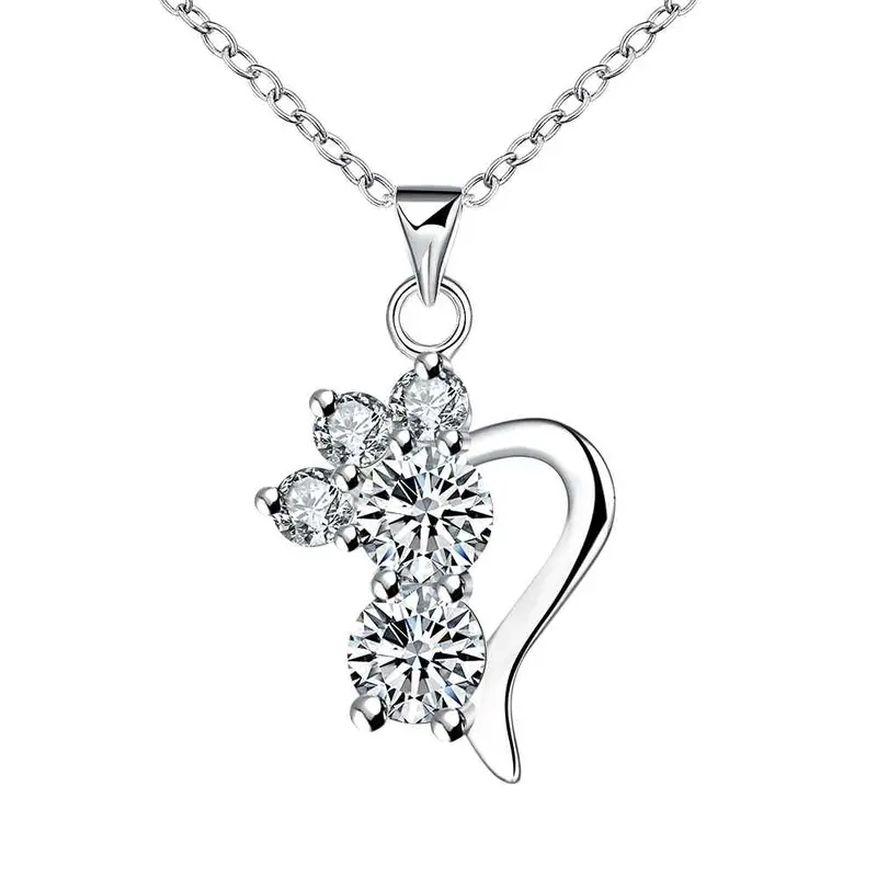 Silver-Plated Choker Necklace Double Stone Fill Heart Colares Fine Jewelry 2