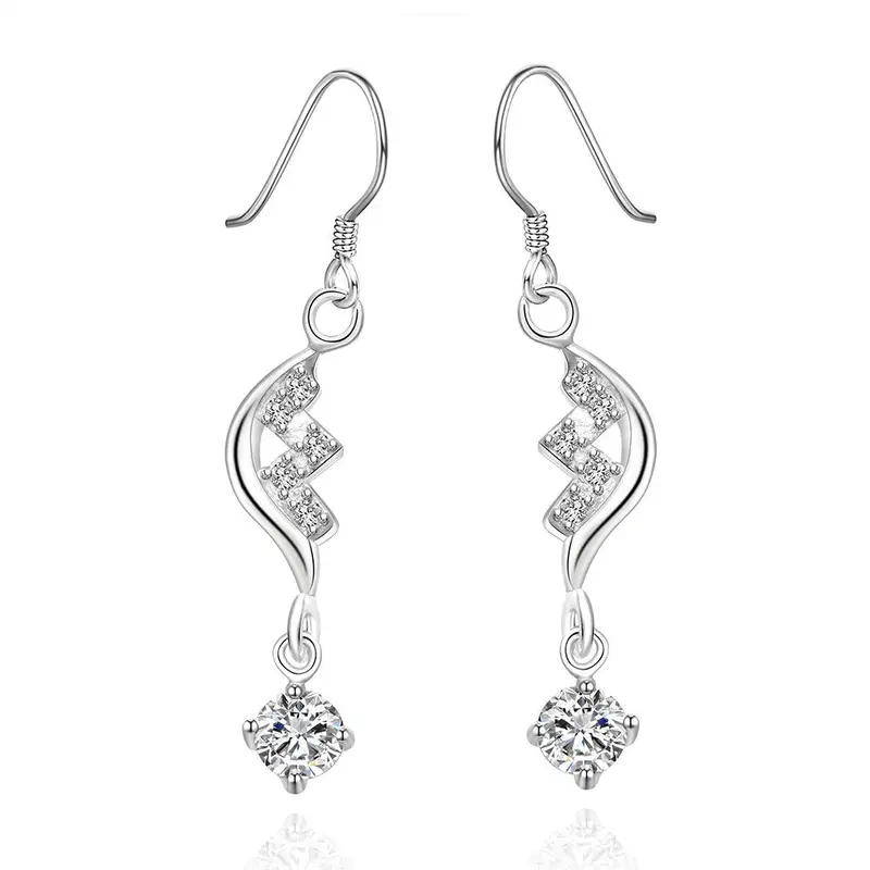 Silver Plated Clip On Earrings Insets Purple Gem Drop Boucle D'oreille Femme Men Jewelry 16 2