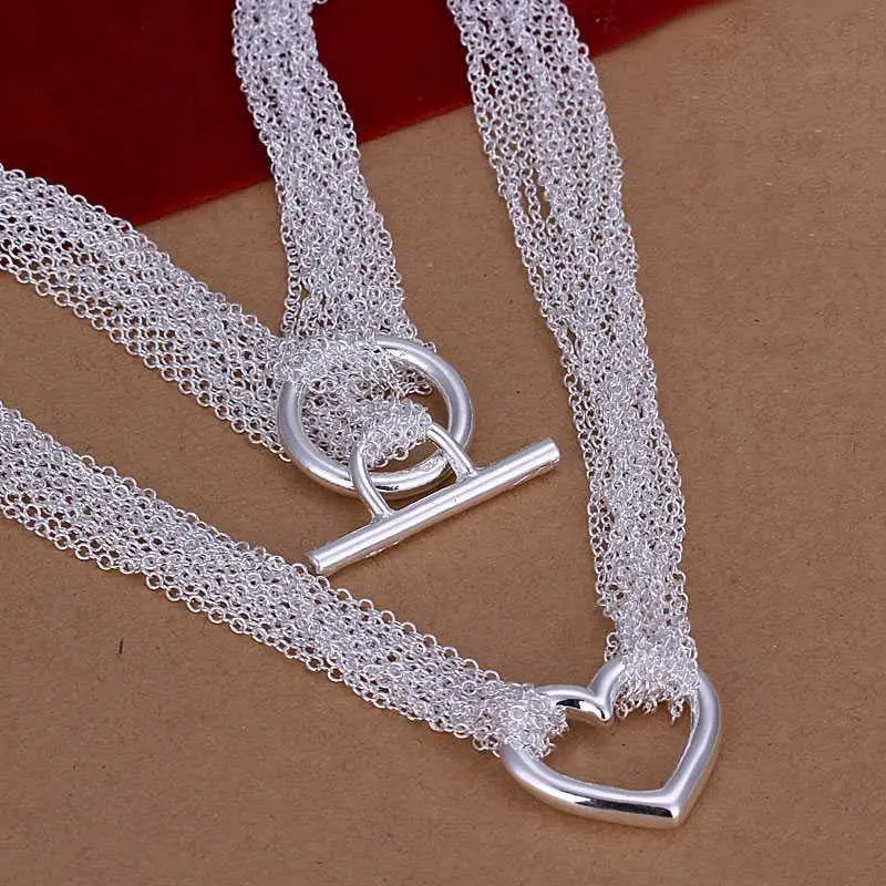 Silver Plated Collar Necklace Multi-Line 3 Circle Corrente De Prata Masculina Costume Jewellery141 2